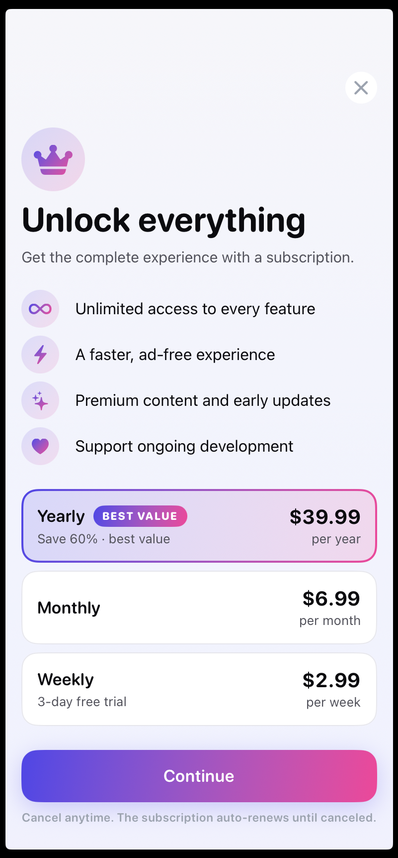 Trip Pack — paywall / subscription